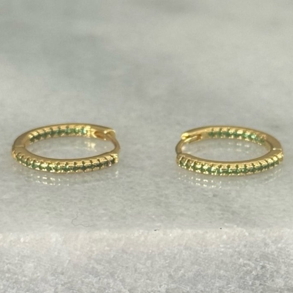 Gold Green Wrap Around Crystal Hoop Earrings 

Brand New